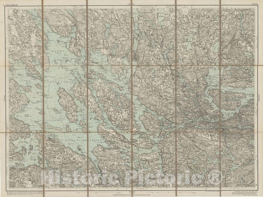 Historic Map : Europe, Stockholm Regional Map 1894 , Vintage Wall Art