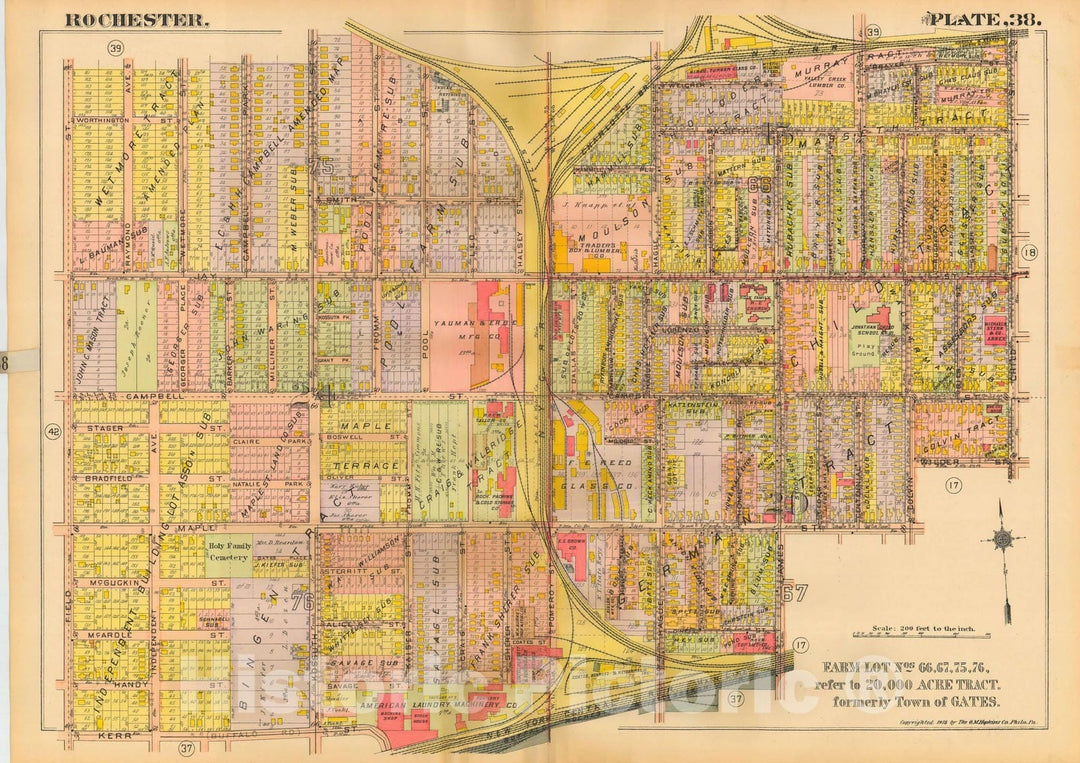 Historic Map : Plat Book of the City of Rochester New York and Vicinity, 1918 Plate 038 , Vintage Wall Art