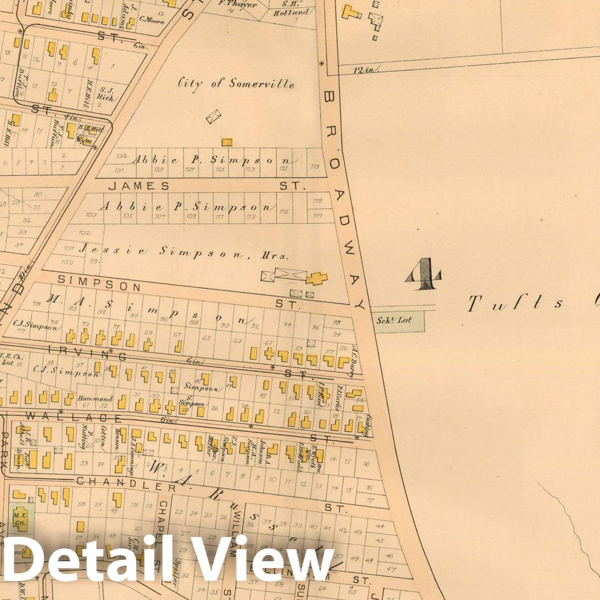 Historic Map : Atlas of Somerville Massachusetts, Somerville 1884 Plate 014 , Vintage Wall Art