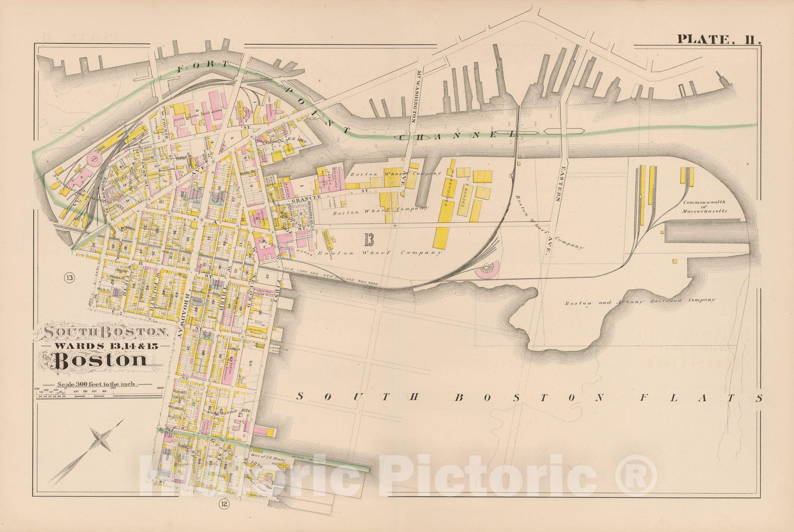 Historic Map : City Atlas of Boston, Massachusetts, South Boston 1882 Plate 011 , Vintage Wall Art