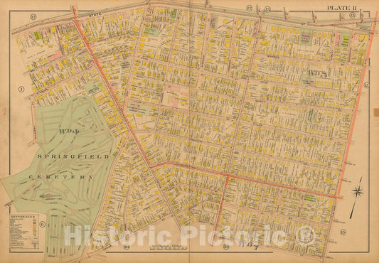Historic Map : Atlas City of Springfield and The Town of Longmeadow 1910 Plate 011 , Vintage Wall Art