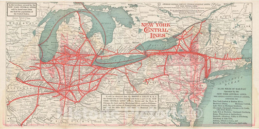 Historic Map : Map of the New York Central Lines 1904 , Vintage Wall Art