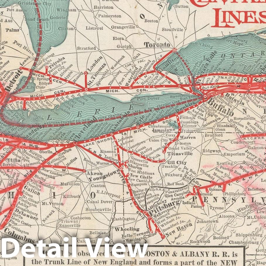 Historic Map : Map of the New York Central Lines 1904 , Vintage Wall Art