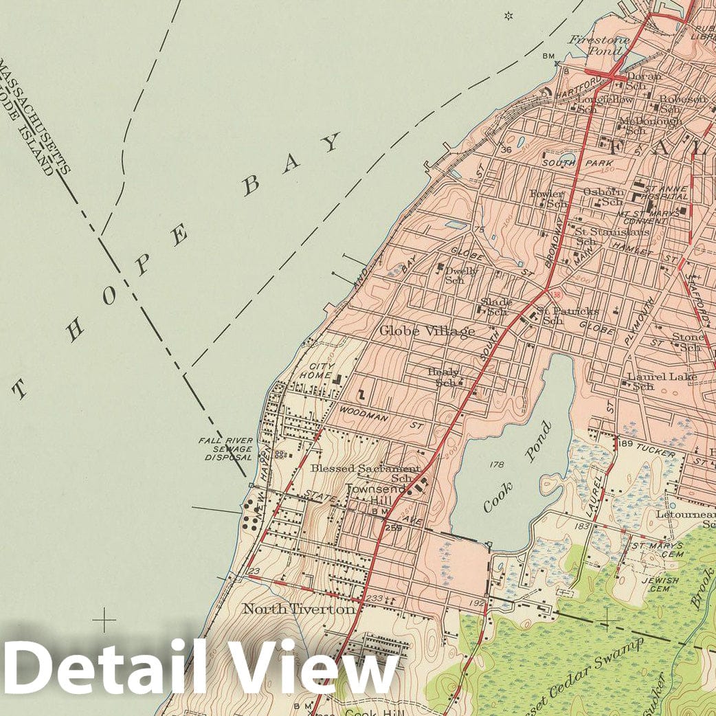 Historic Map : USGS 7.5 Minute Sheets and Quadrangles, Fall River & Swansea & Tiverton 1949 Topographic Map , Vintage Wall Art