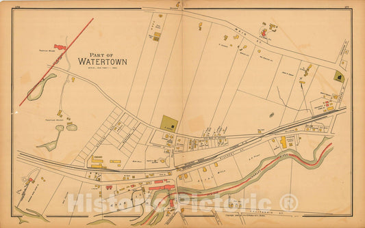 Historic Map : Atlas of Middlesex County, Massachusetts, Watertown 1889 , v2, Vintage Wall Art