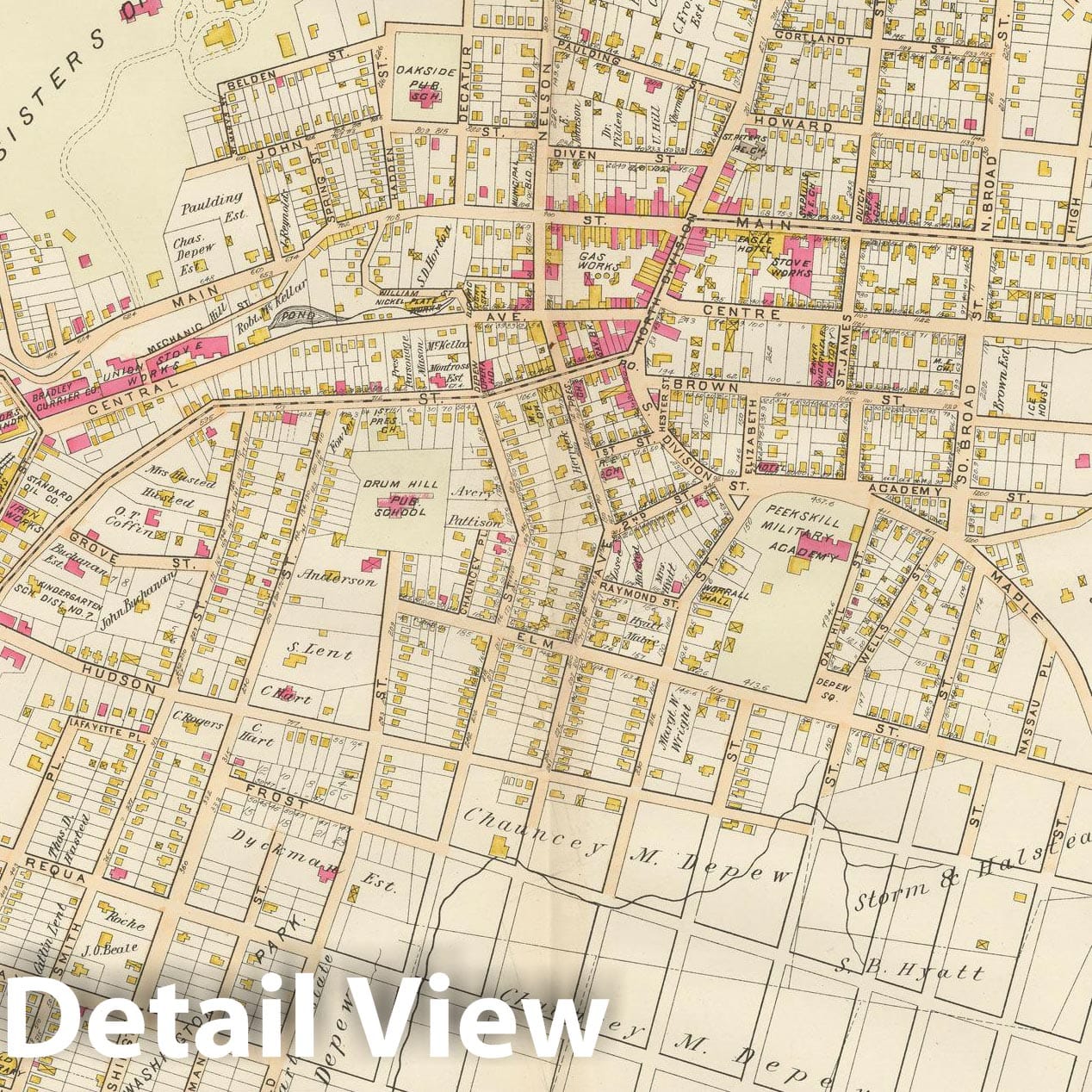 Historic Map : Atlas of Westchester County, Village of Peekskill 1901 , Vintage Wall Art