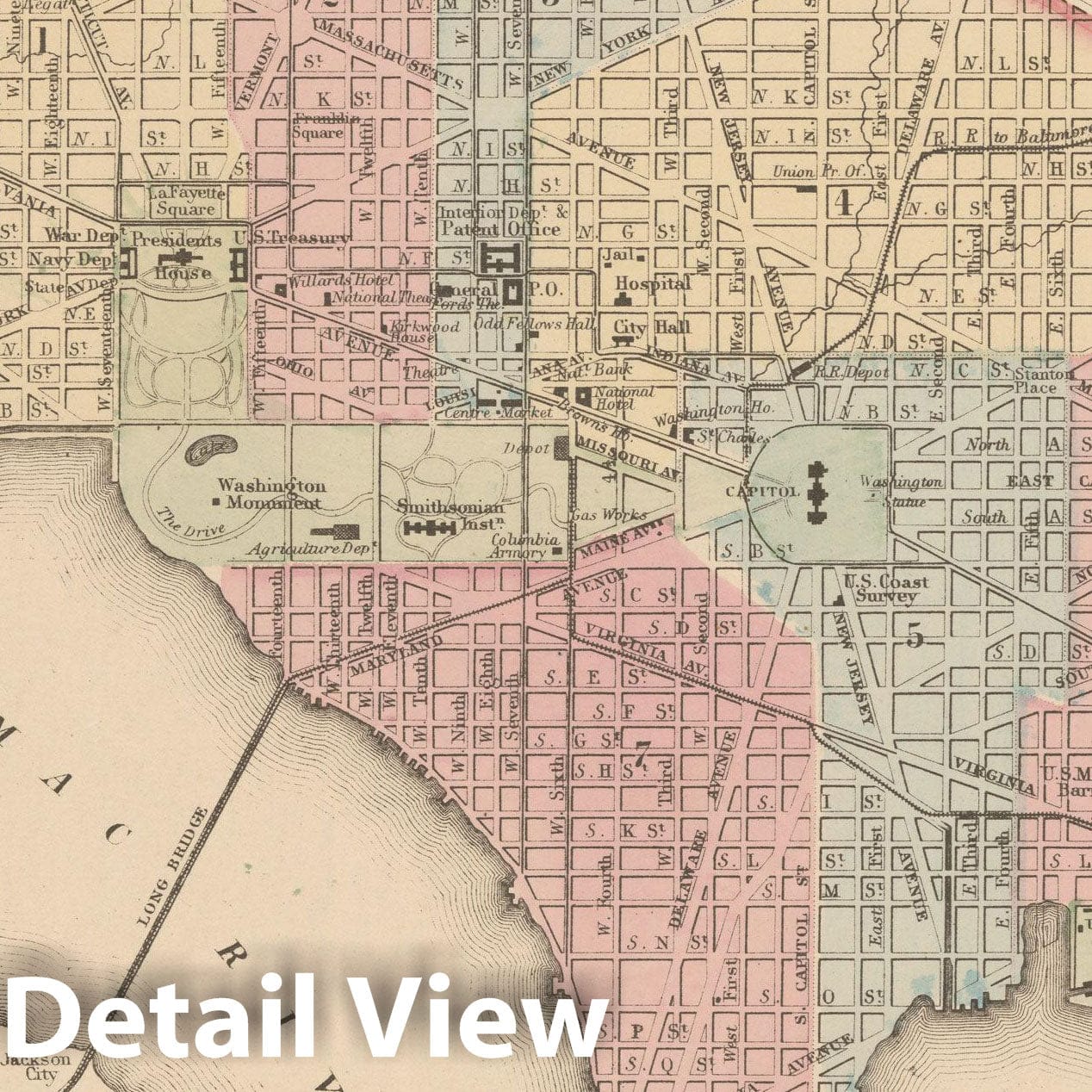 Historic Map : Washington 1882 , Mitchell's New General Atlas , Vintage Wall Art