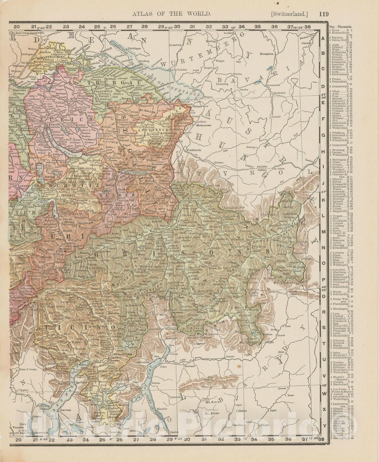 Historic Map : Switzerland 1900 , Universal Atlas World , v2, Vintage Wall Art
