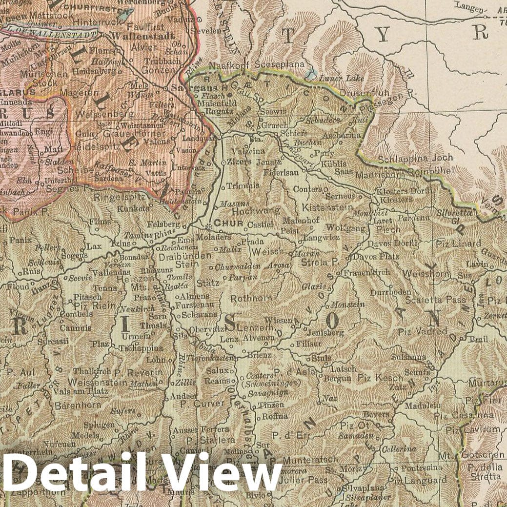 Historic Map : Switzerland 1900 , Universal Atlas World , v2, Vintage Wall Art