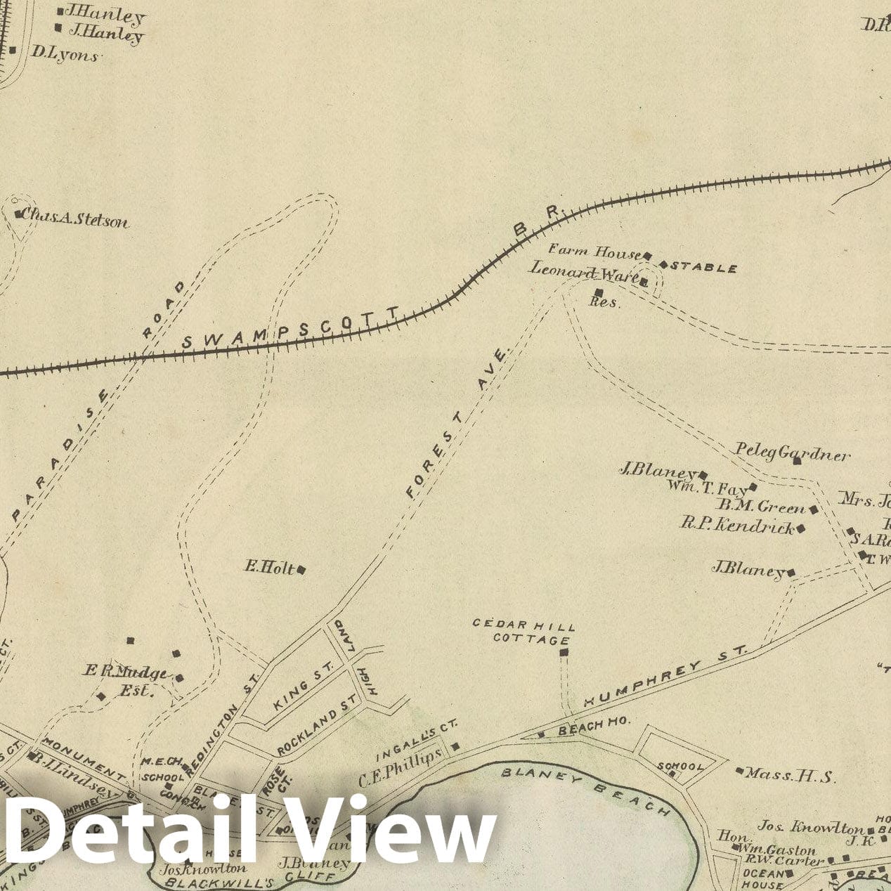Historic Map : Atlas of Essex County, Swampscott 1884 , Vintage Wall Art
