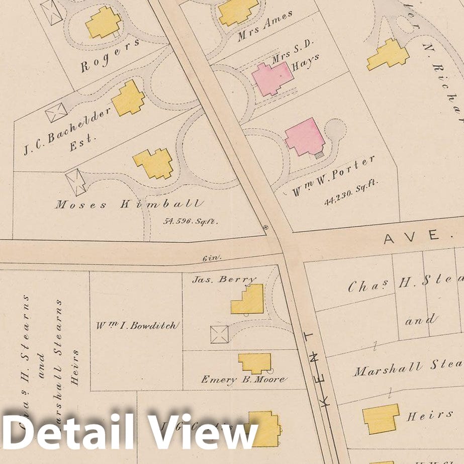 Historic Map : Atlas of Brookline, MA, Brookline 1884 Plate 003 , Vintage Wall Art