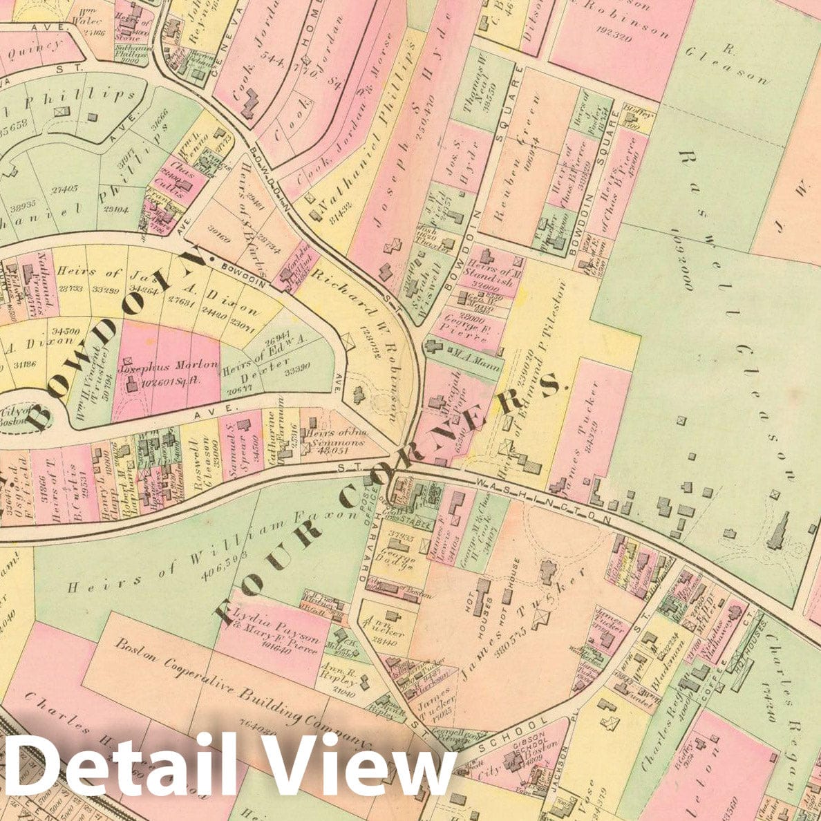 Historic Map : Atlas of County of Suffolk, MA Vol. 3rd, Dorchester 1874 Plate M , Vintage Wall Art