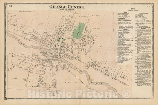 Historic Map : Atlas of Franklin Co. Massachusetts, Orange 1871 , v2, Vintage Wall Art