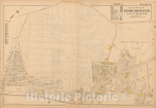 Historic Map : Atlas of Dorchester, West Roxbury and Brighton, Dorchester 1899 Plate 013 , Vintage Wall Art