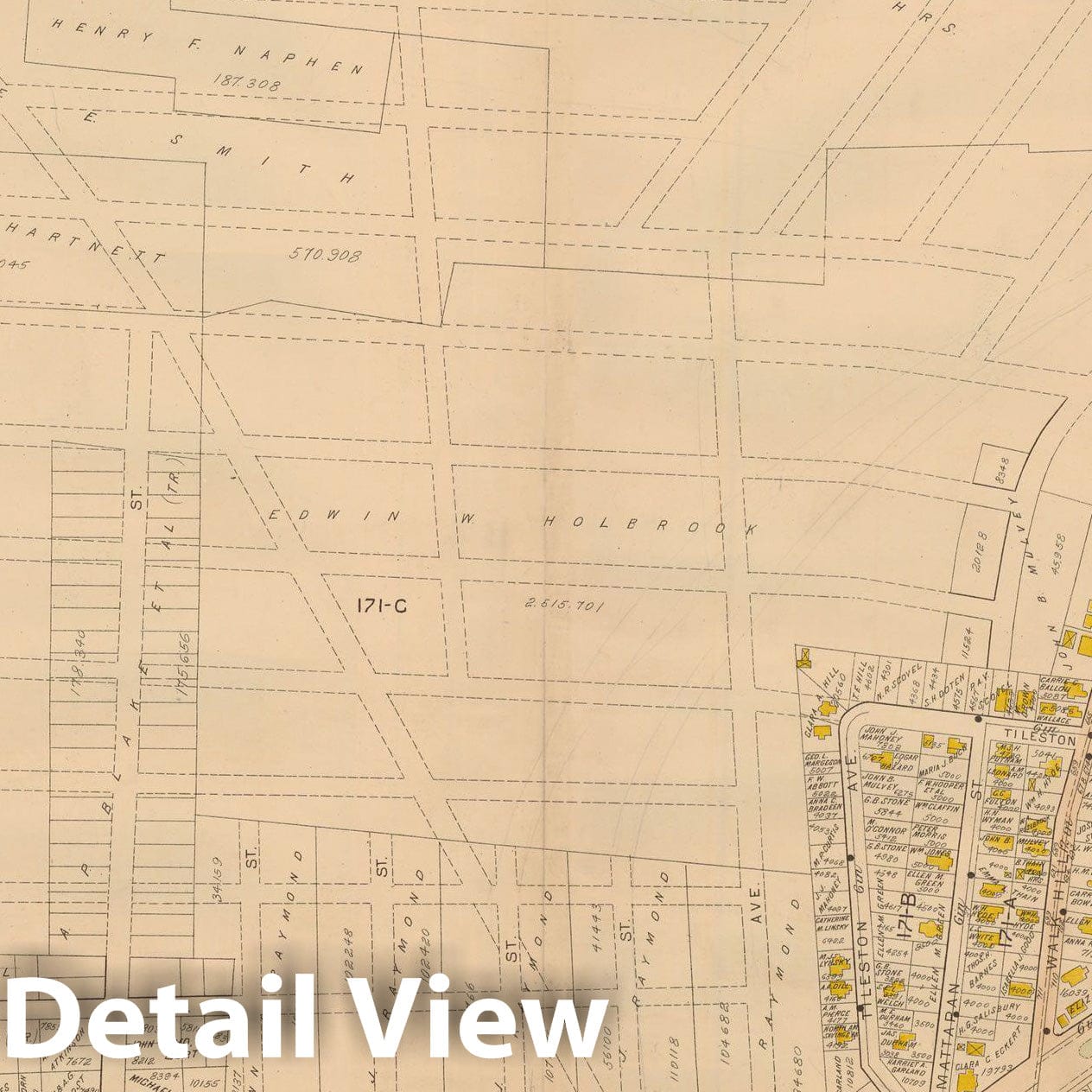 Historic Map : Atlas of Dorchester, West Roxbury and Brighton, Dorchester 1899 Plate 013 , Vintage Wall Art