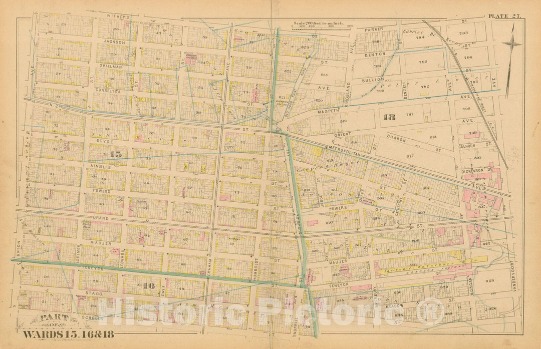 Historic Map : Atlas Entire City of Brooklyn Complete in One Volume, Brooklyn 1880 Plate 027 , Vintage Wall Art