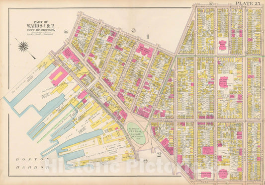 Historic Map : Atlas City of Boston: Charlestown and East Boston, East Boston 1912 Plate 025 , Vintage Wall Art