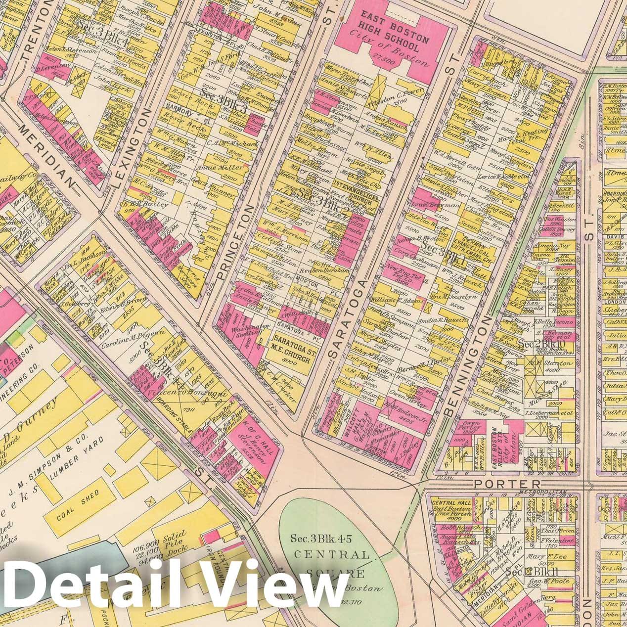 Historic Map : Atlas City of Boston: Charlestown and East Boston, East Boston 1912 Plate 025 , Vintage Wall Art