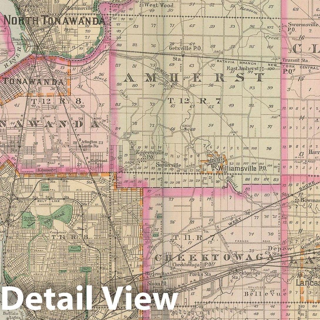 Historic Map : Atlas of Niagara Falls, North Tonawanda and Buffalo, NY, Erie & Niagara 1893 Plate 032 , Vintage Wall Art