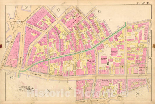 Historic Map : Atlas City of Boston, City Proper, Vol. I, Boston 1888 Plate 015 , Vintage Wall Art
