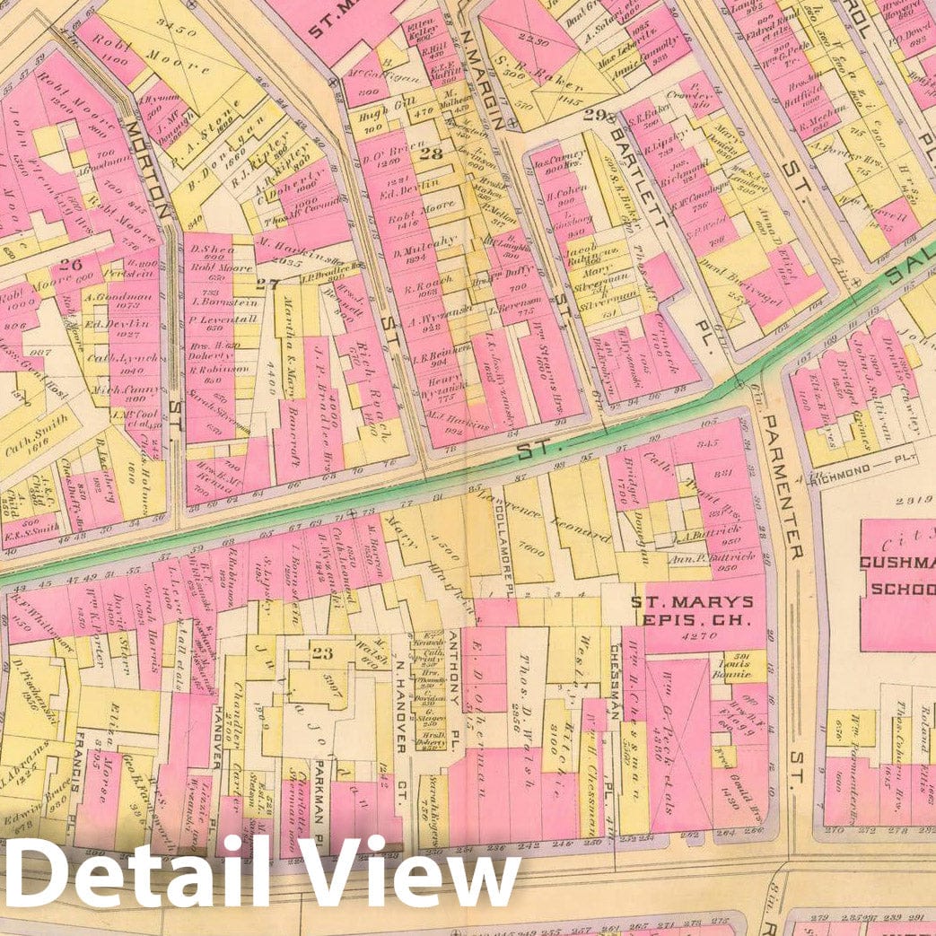 Historic Map : Atlas City of Boston, City Proper, Vol. I, Boston 1888 Plate 015 , Vintage Wall Art
