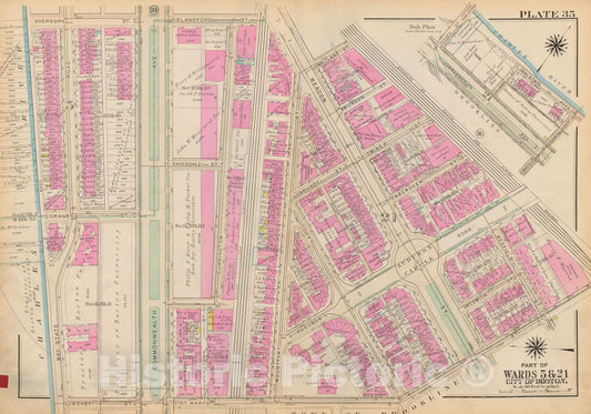 Historic Map : Atlas City of Boston: Boston Proper and Back Bay, Boston 1928 Plate 035 , Vintage Wall Art