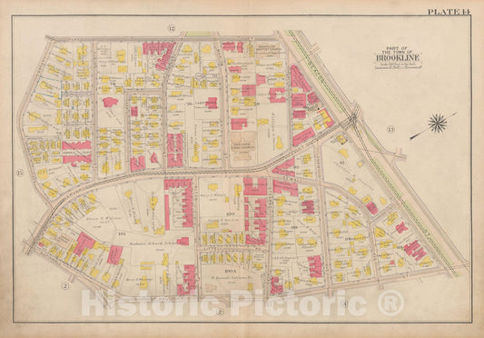 Historic Map : Atlas Town of Brookline, Brookline 1919 Plate 014 , Vintage Wall Art