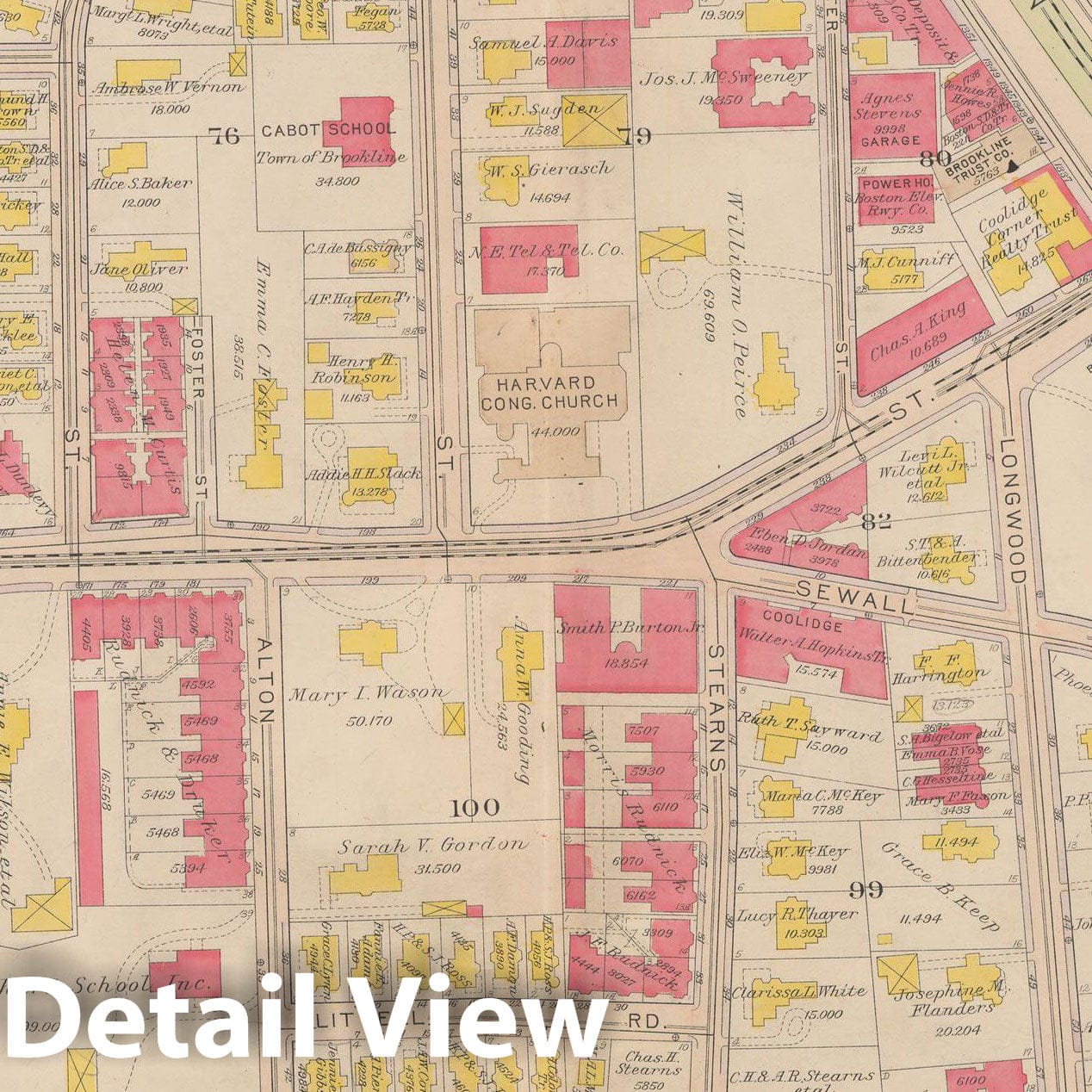 Historic Map : Atlas Town of Brookline, Brookline 1919 Plate 014 , Vintage Wall Art