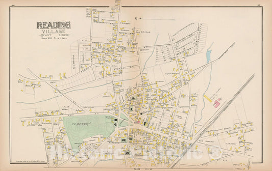 Historic Map : Atlas of Middlesex County, Massachusetts, Reading 1889 , v2, Vintage Wall Art