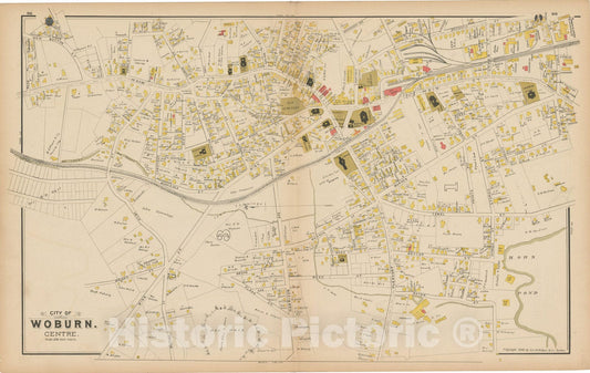 Historic Map : Atlas of Middlesex County, Massachusetts, Woburn 1889 , v3, Vintage Wall Art