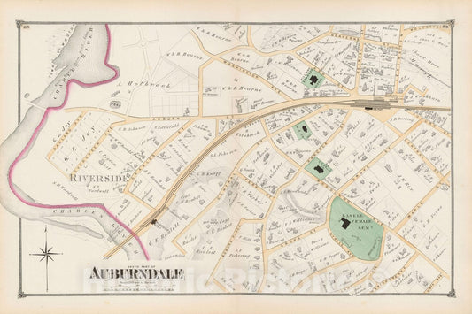 Historic Map : Atlas of Newton, Newton 1874 , v22, Vintage Wall Art