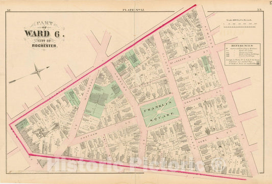 Historic Map : Atlas of Rochester, NY, Rochester 1875 Plate 012 , Vintage Wall Art