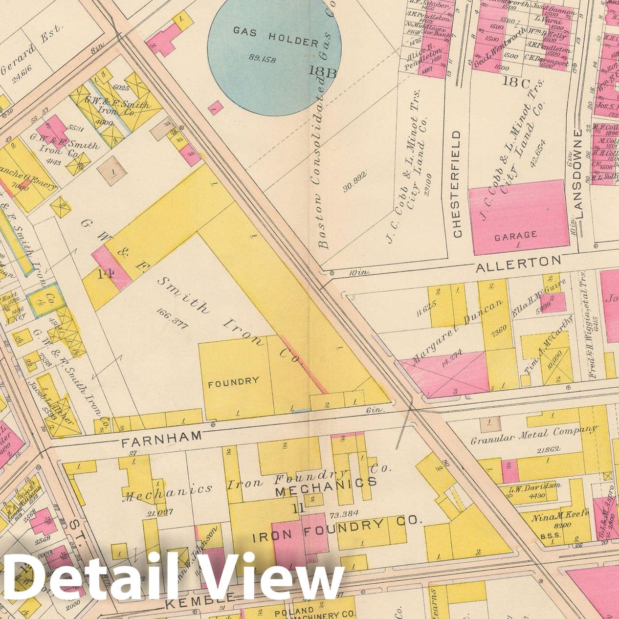 Historic Map : Atlas City of Boston, Roxbury, Roxbury 1915 Plate 038 , Vintage Wall Art