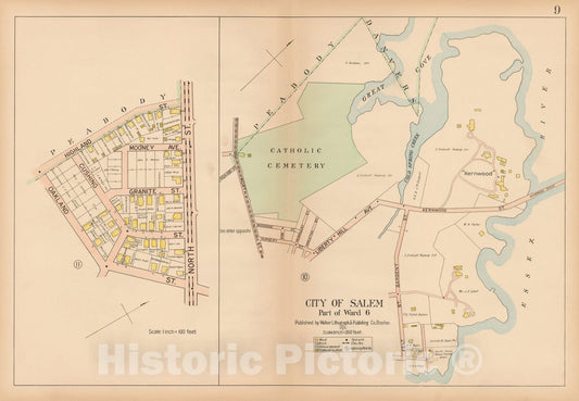 Historic Map : Atlas City of Salem, Salem 1911 Plate 009 , Vintage Wall Art