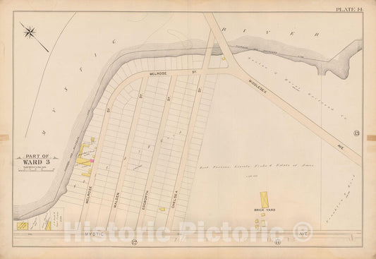 Historic Map : Atlas City of Somerville, Somerville 1895 Plate 014 , Vintage Wall Art