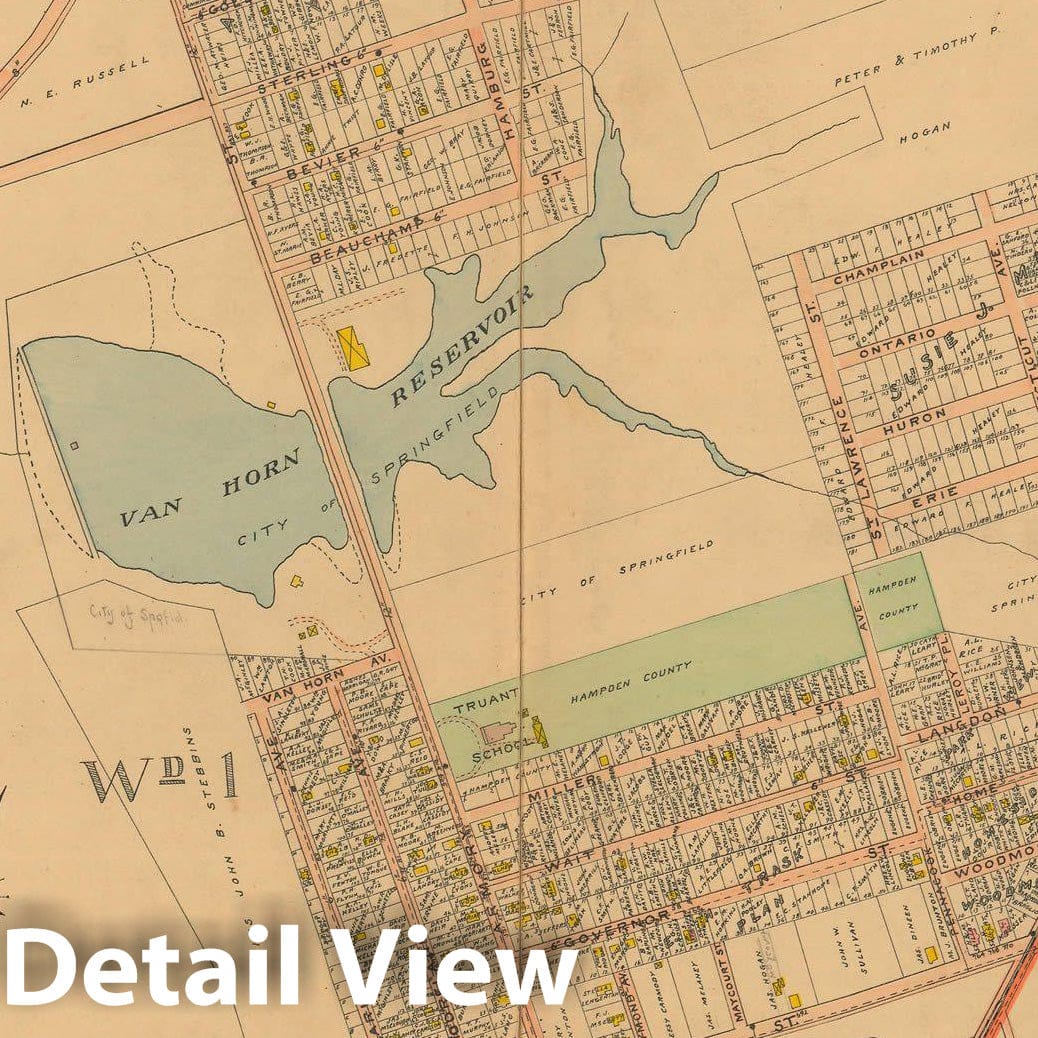Historic Map : Atlas City of Springfield and The Town of Longmeadow 1910 Plate 018 , Vintage Wall Art