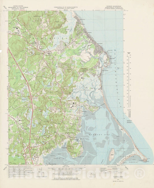 Historic Map : USGS 7.5 Minute Sheets and Quadrangles, Massachusetts 1974 , Vintage Wall Art