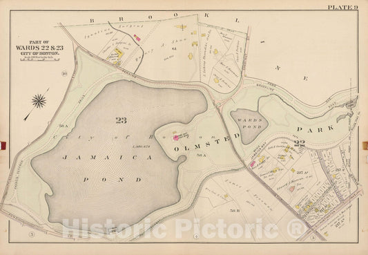 Historic Map : West Roxbury, & Roslindale, 1905 Plate 009 , Vintage Wall Art