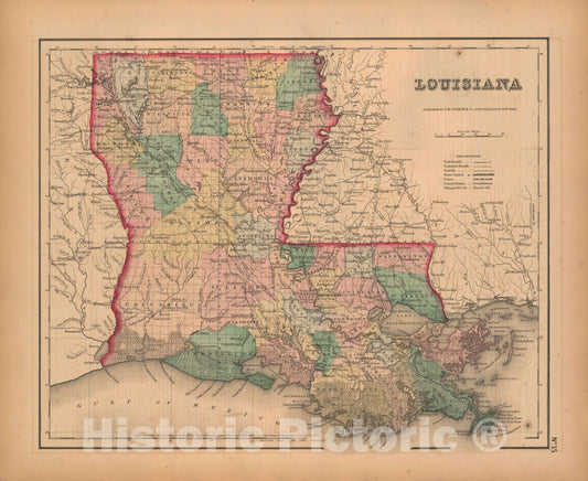 Historic Map : Louisiana 1857 , General Atlas (Of The World) , Vintage Wall Art