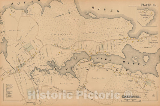 Historic Map : Atlas City of Gloucester and Town of Rockport, Gloucester 1884 Plate 016 , Vintage Wall Art