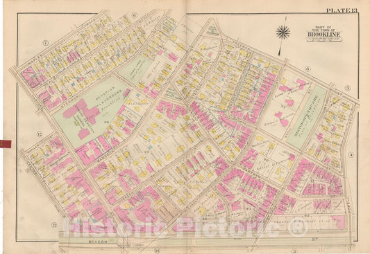 Historic Map : Atlas Town of Brookline, Brookline 1927 Plate 013 , Vintage Wall Art