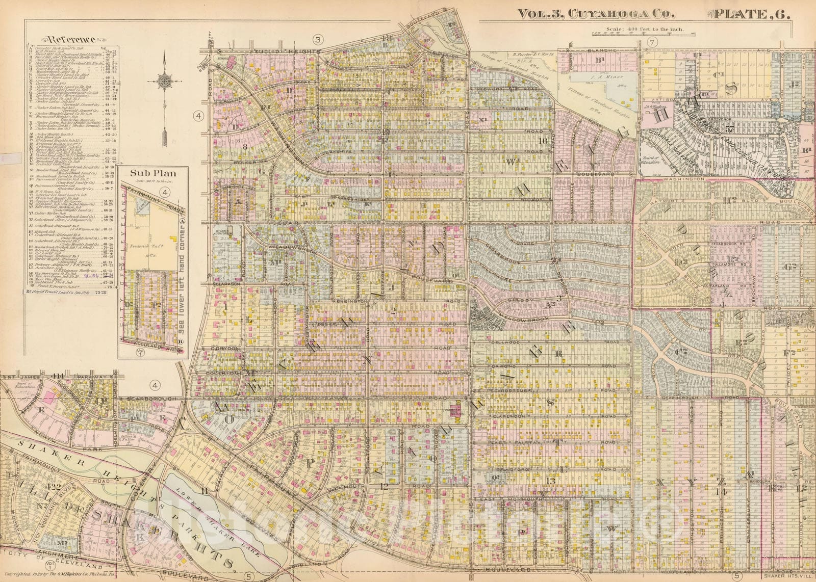 Historic Map : Plat Book of The City of Cleveland, Vol. Three, Cleveland 1920 Plate 006 , Vintage Wall Art