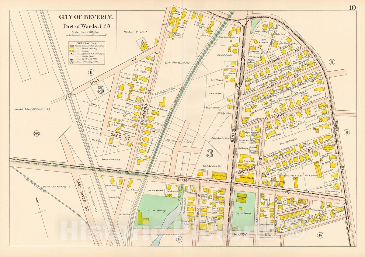 Historic Map : Beverly 1907 Plate 010 , Atlas City of Beverly , Vintage Wall Art