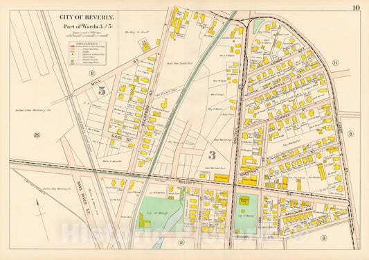 Historic Map : Beverly 1907 Plate 010 , Atlas City of Beverly , Vintage Wall Art