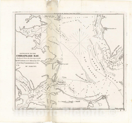 Historic Map : American Coast Pilot, 12th Edition, Maryland & Virginia 1842 , Vintage Wall Art