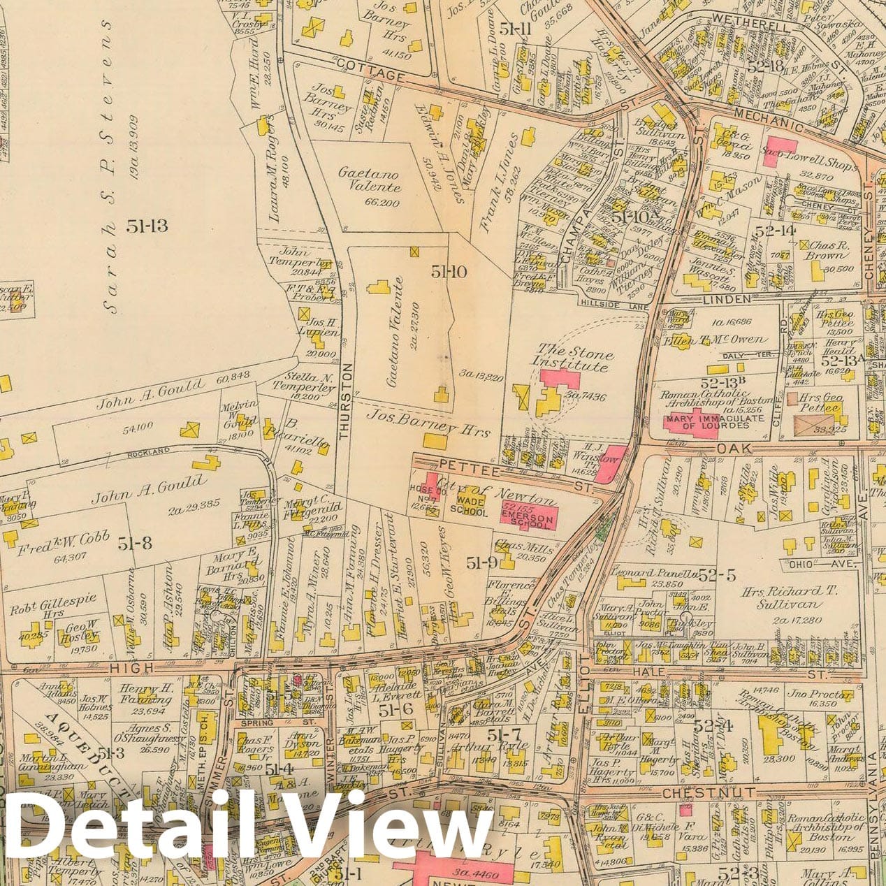 Historic Map : Atlas City of Newton Massachusetts 1917 Plate 023 , Vintage Wall Art