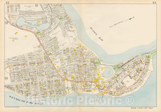Historic Map : Atlas City of Quincy, Quincy 1907 Plate 023 , Vintage Wall Art