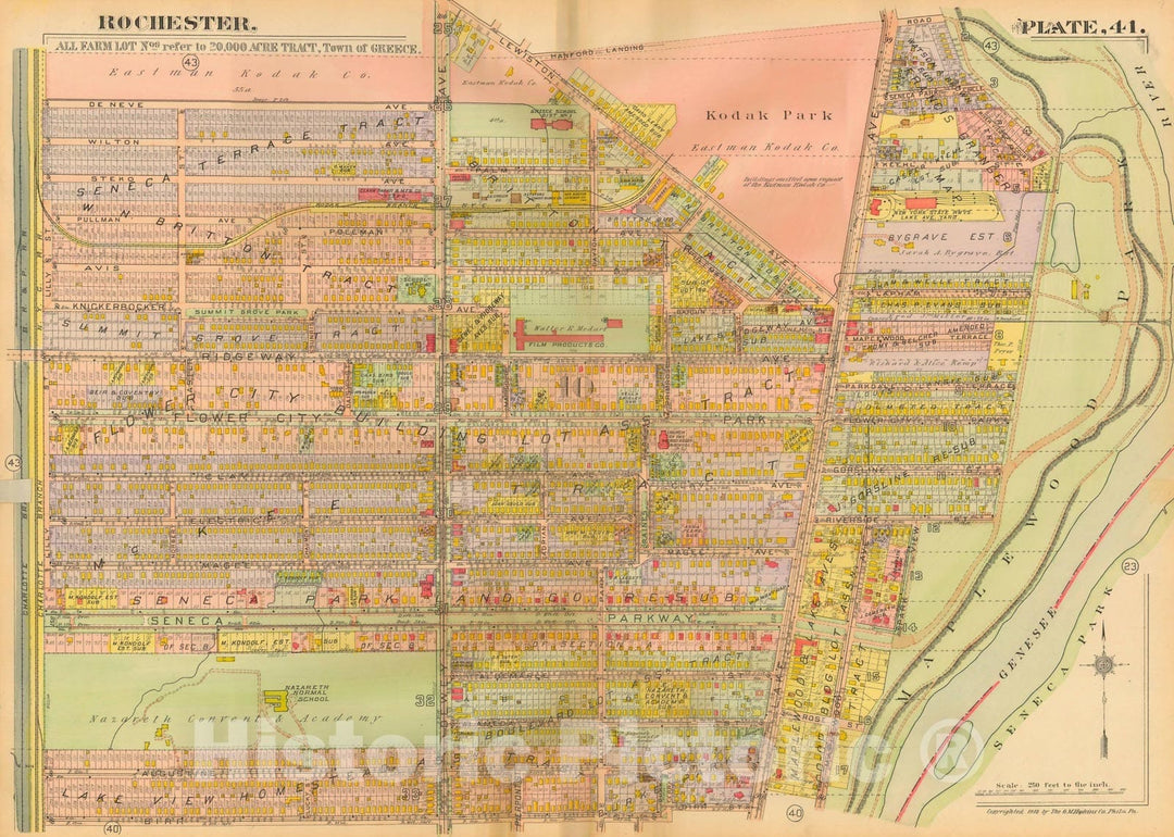 Historic Map : Plat Book of the City of Rochester New York and Vicinity, 1918 Plate 041 , Vintage Wall Art