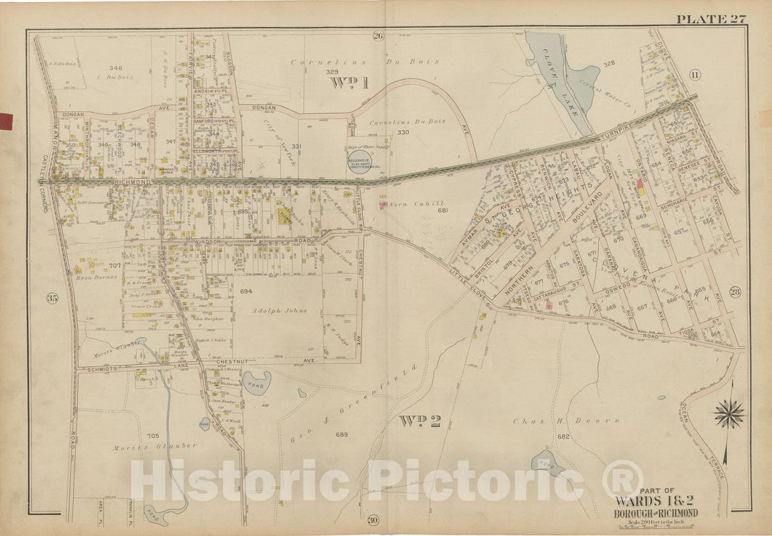 Historic Map : Atlas of Staten Island, Borough of Richmond, Vol 1, Staten Island 1917 Plate 027 , Vintage Wall Art