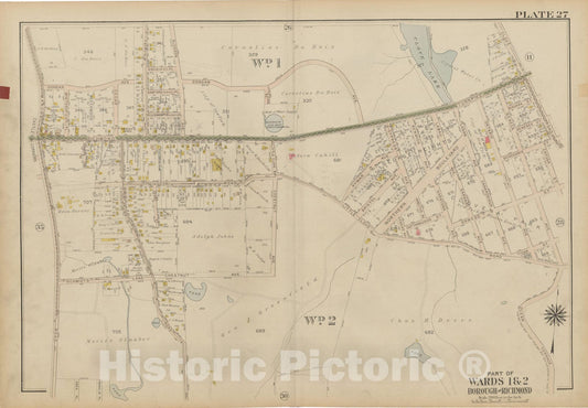Historic Map : Atlas of Staten Island, Borough of Richmond, Vol 1, Staten Island 1917 Plate 027 , Vintage Wall Art